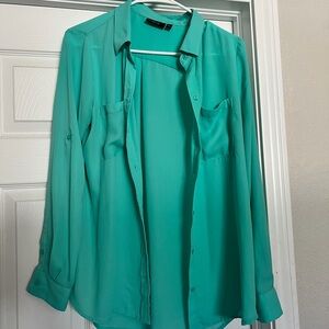 Apt. 9 Women's Teal Button-Up Blouse